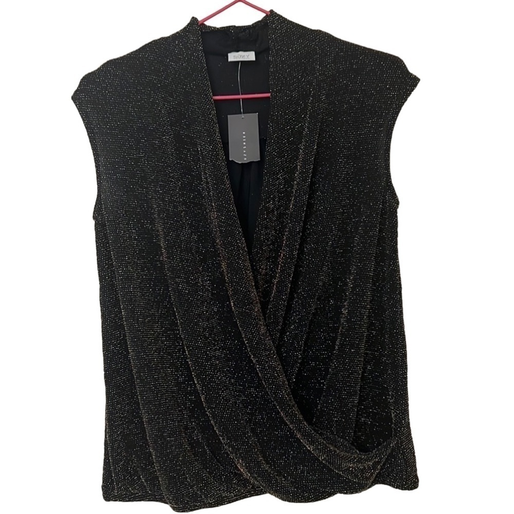 NWT Suzy Shier Crossover Sleeveless Glitter Top